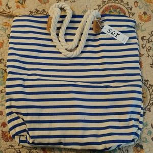 Navy stripe tote